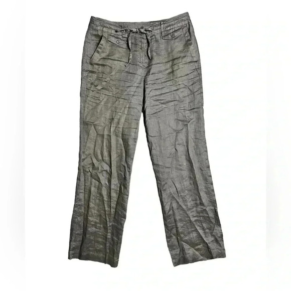 Sandro Womens Taupe Gray Linen Casual Wide Leg Pants Size 8 - Picture 1 of 6